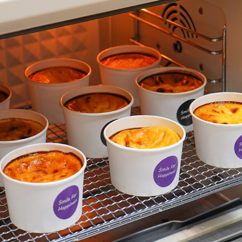 Taza de leche asada con pasta de batata, leche de huevo asada, caja de puff grande, caja de embalaje de postre para pastel, taza de papel para hornear resistente a altas temperaturas