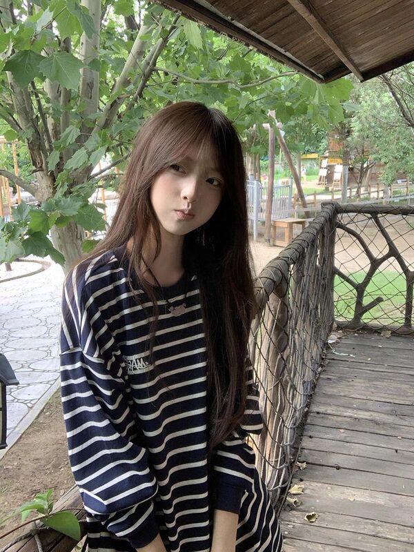 美式复古条纹刺绣长袖t恤女早秋新款宽松休闲慵懒风高街上衣潮牌|undefined