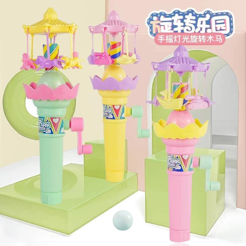 손으로 작동하는 야광 회전목마 [임의의 색상 1팩]