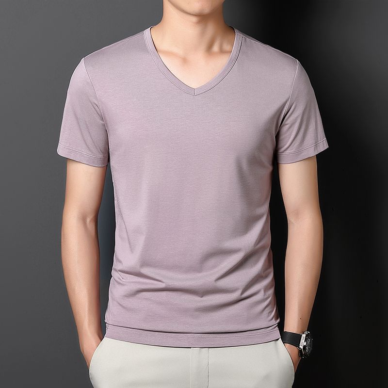 V-neckline, with short sleeve
