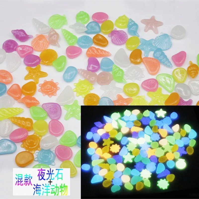 蓄光石 1袋100個 蓄光小石 ガーデンクラフトテラゾー 蓄光石 水槽用蓄光石|undefined