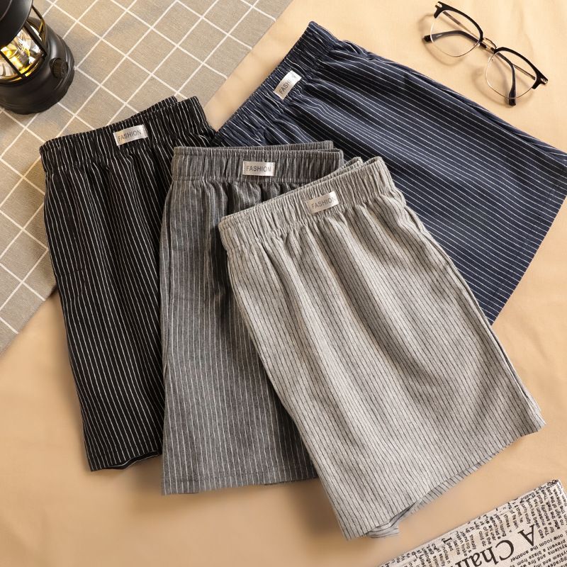 Large Size Loose Men's Cotton Shorts, Men's Striped Boxer Briefs, Men's Home Pants, Comfortable