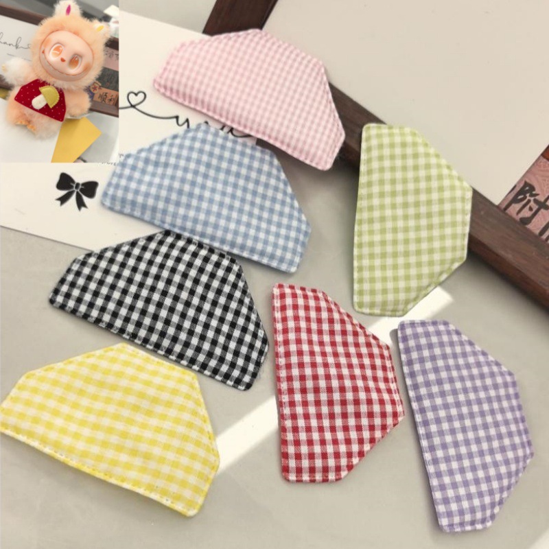 DIY格子厨师围裙布贴毛绒玩偶玩具公仔配件娃娃衣拉布布装饰材料