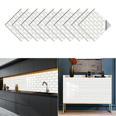 新款純白色磚式風格瓷磚貼家居翻新改造廚衛腰線裝飾可移除牆貼