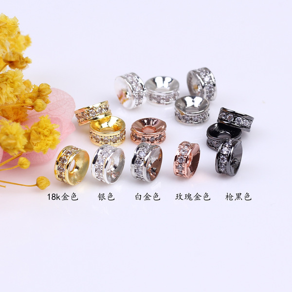 18K Gold Copper Micro-Paved Zircon Spacer Beads Round Spacer DIY Bracelet Necklace Jewelry Accessories Materials Wholesale