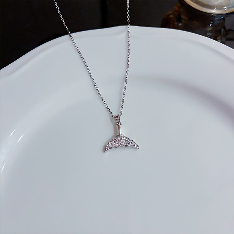 Fish Tail Pendant Necklace Titanium Steel Women's Fine Jewellery_voghion.com
