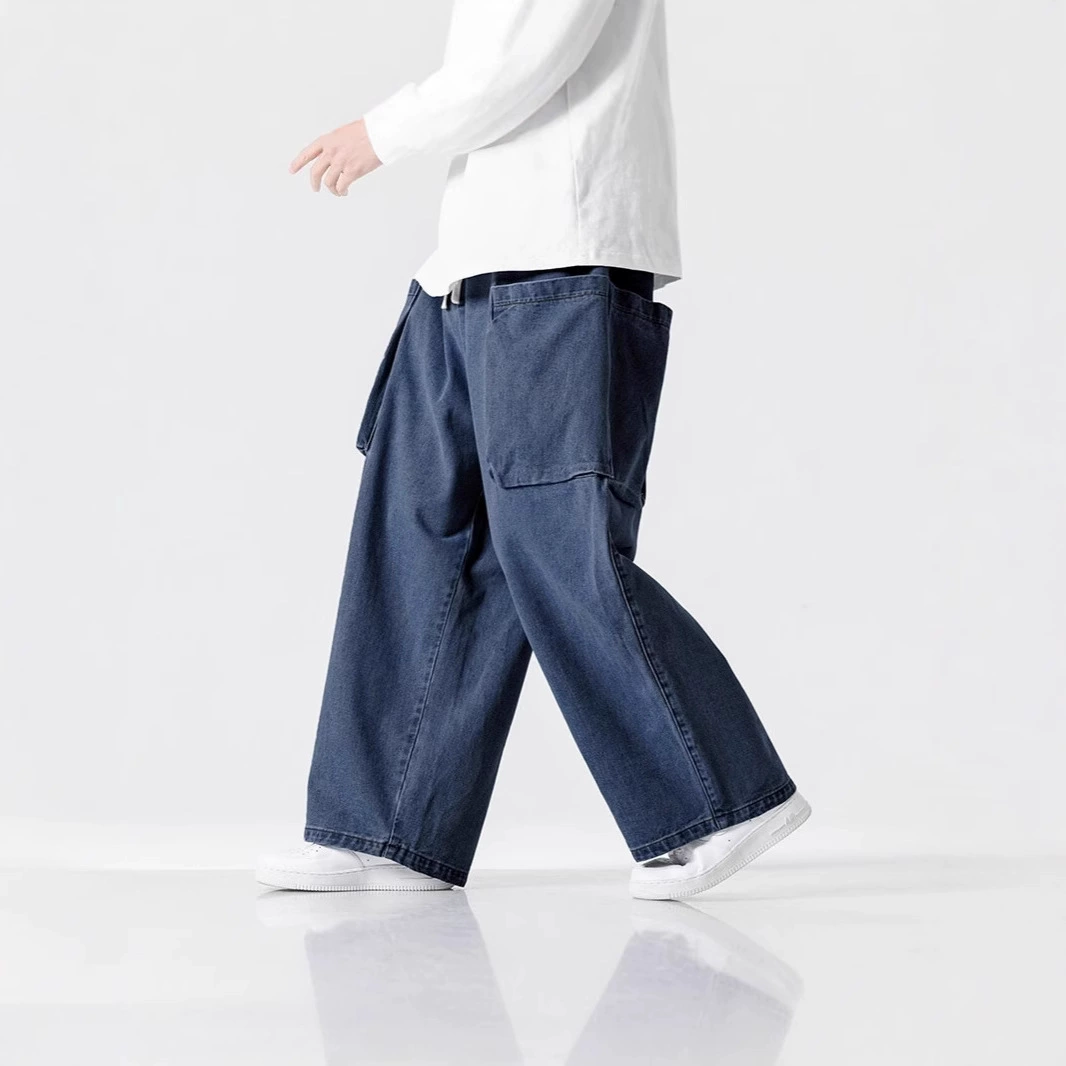 2025 весенние новые мужские брюки большого размера японские ретро свободные прямые брюки Harlen Гонконг стиль широкие брюки повседневные брюки оптом