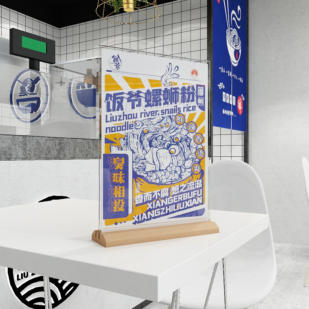 Acrylic A4 Wooden Base Standing Desk Nameplate Advertisement Price Menu Dining Card Oblique Straight Beech Wood Table Sign Display Board