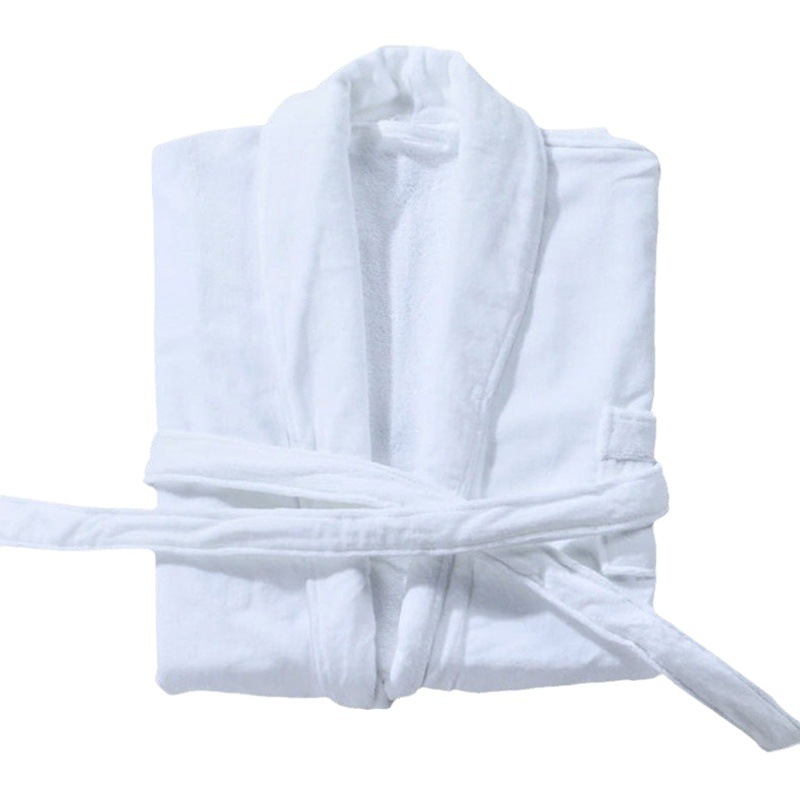 Five-Star Hotel Bathrobe Pure Cotton Cut Velvet Waffle White Bathrobe Nightgown B&B Hotel Hotel Bathrobe