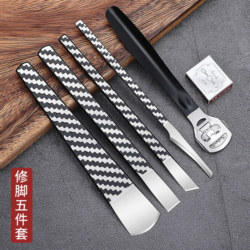 Cuchillo inclinado herramientas de pinza de uñas grises cuchillo de pedicura profesional cuchillo de excavación cuchillo de ojo de gallina para recoger la zanja de uñas conjunto de uña incrustada una sola pieza
