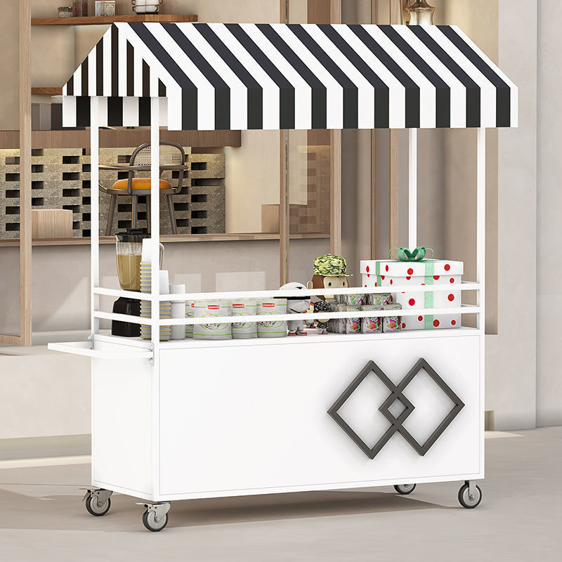 户外铁艺摆摊小推车移动地摊小吃车展示架商场花车集市摊位售货车