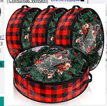 Bolsa de almacenamiento transparente de PVC para guirnaldas navideñas transfronterizas, decoración de árboles de Navidad, guirnalda redonda, bolsa colgante para regalo.