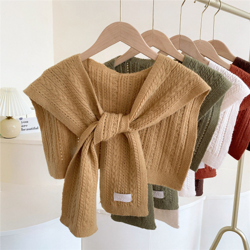 Autumn and winter air-conditioned room shoulder shawl with Internet celebrity shirt warm knotted knitted wool fashion scarf for women