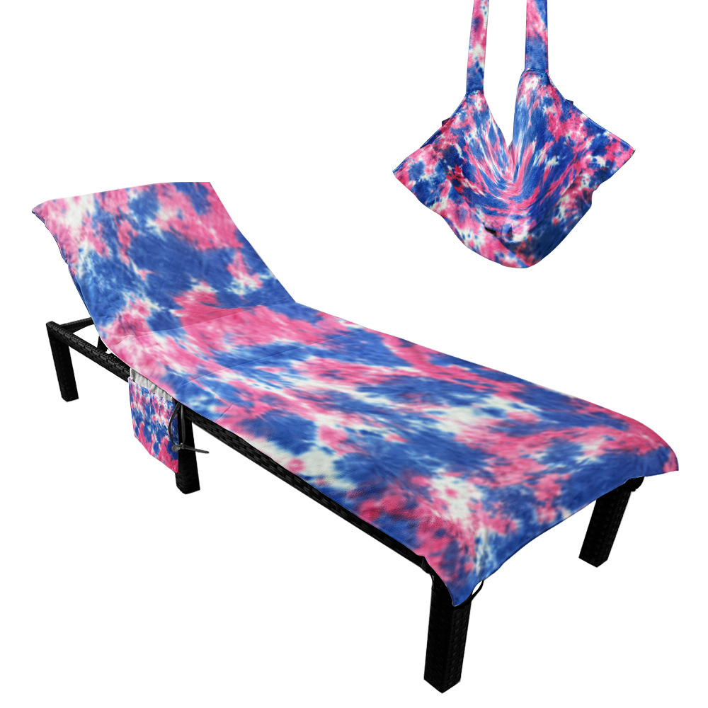Fábrica en stock transfronterizo de microfibra de terciopelo de doble cara cubierta de silla de playa toalla reclinable toalla de playa absorbente de secado rápido