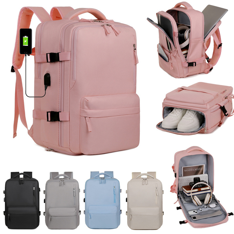 남성용 여행 백팩 대용량 출장 여행 가방 방수 USB 충전식 컴퓨터 가방 비즈니스 경량 가방