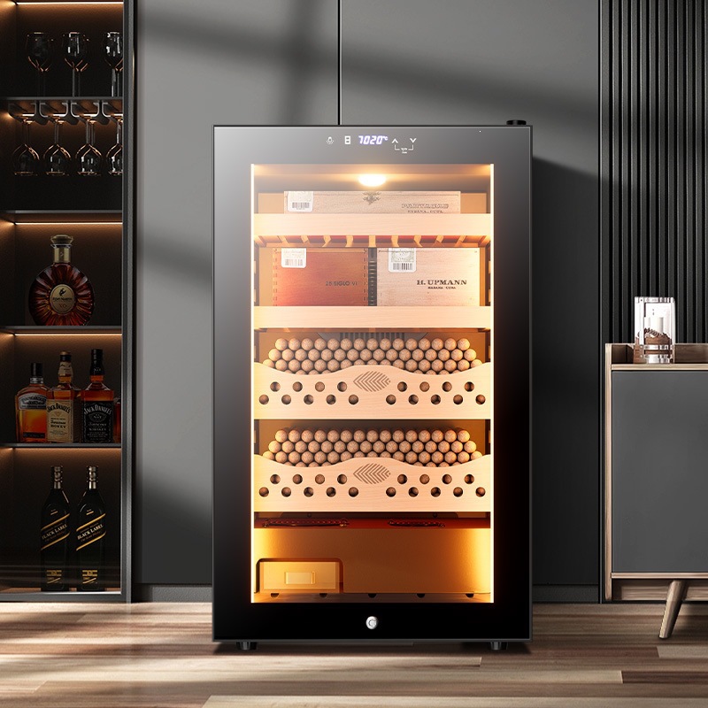 Cigar Dragon 68C Cedar Wood Cigar Cabinet, Electronic Small Temperature and Humidity Control, Home Use, Tea and Wine Cabinet with Constant Temperature