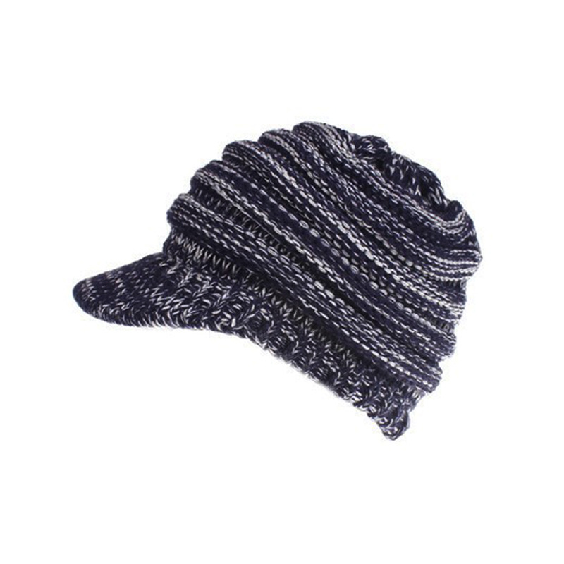 Klassische europäische und amerikanische Strickmütze, warme Strickmütze, Damen-Strickmütze mit offenem Himmel, Pferdeschwanz-Strickmütze, Entenschnabel-Wintermütze für Wärme – Detail 13
