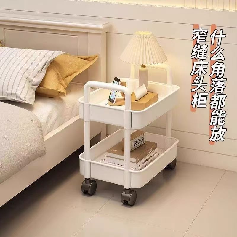 简约小型推车置物架床头柜可移动卧室边几多层收纳柜收纳置物架厂