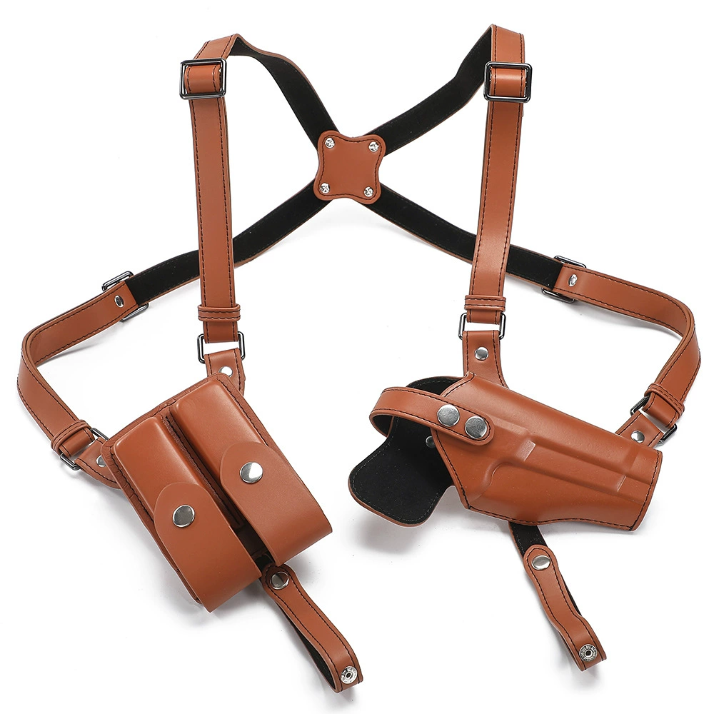 Кожаная двойная сумка для пуль, скрытая кобура на плечо, кобура с боковым ремнем, регулируемый плечевой ремень для улицы, пистолет под мышками.