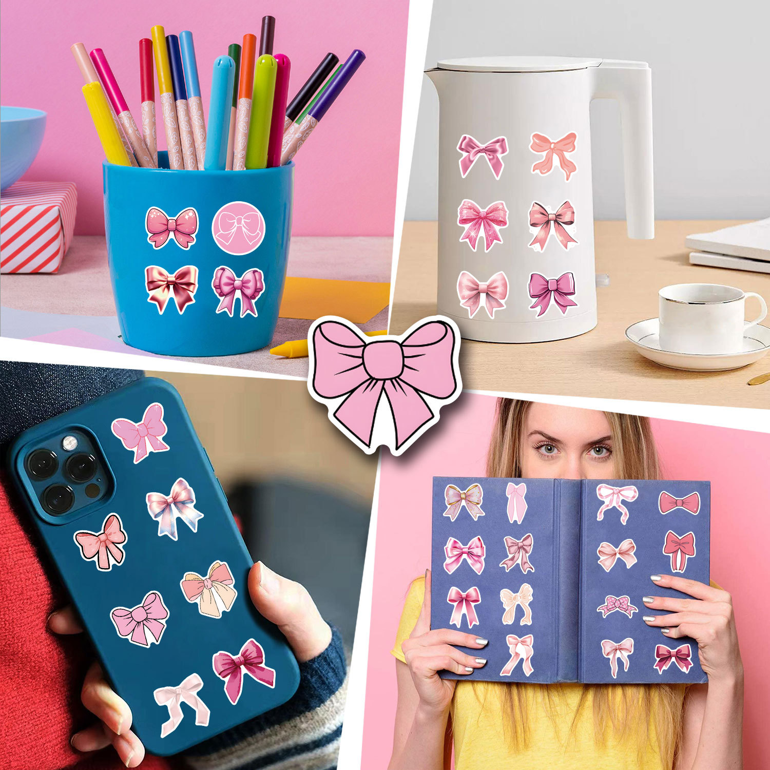 45g Weight Stickers Stationery Type 1 Set Quantity Learning Occasion PVC self-adhesive Material Bow Knot Pattern Cute Style 1 Set Bow Knot Learning PVC Self-adhesive Cute Stickers 7