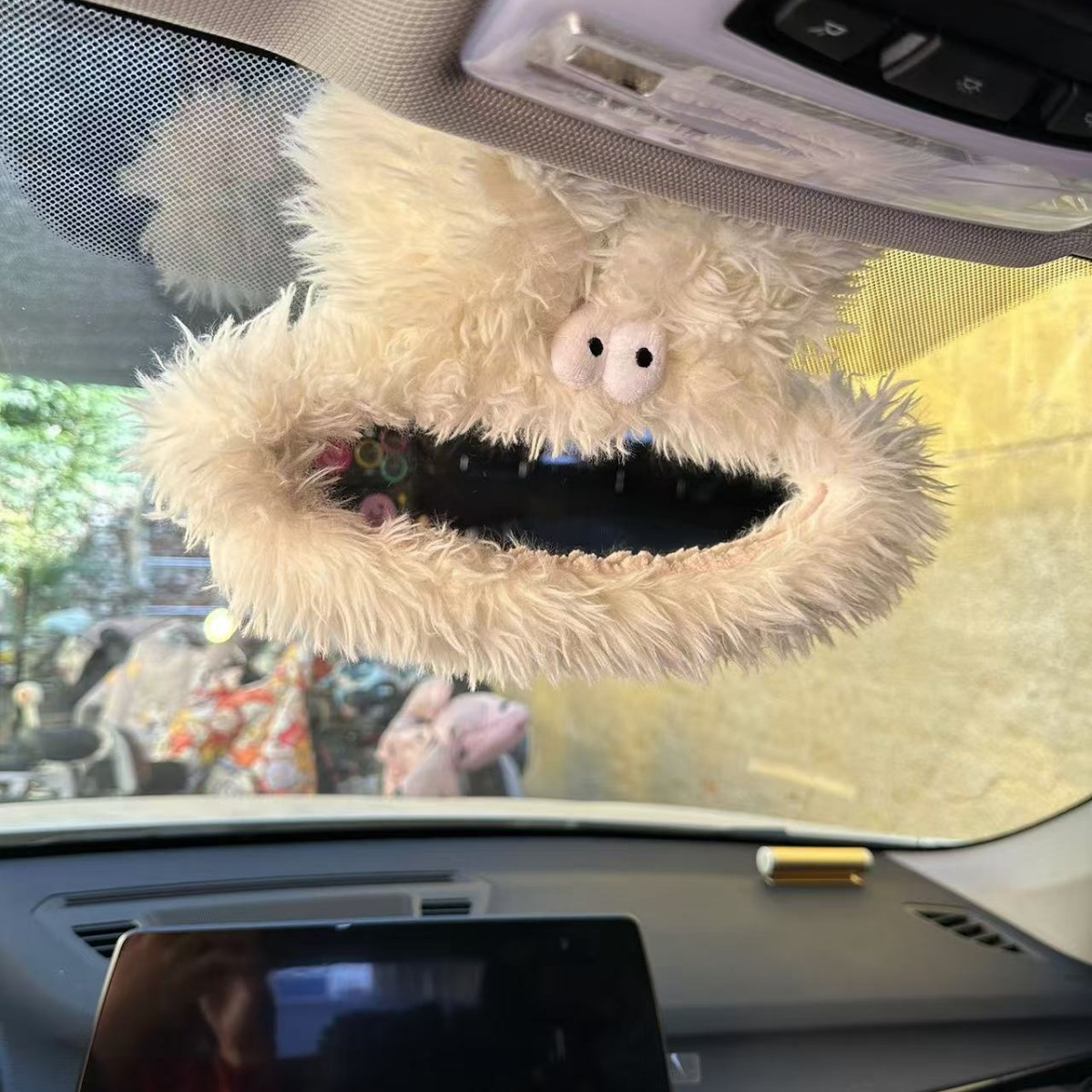 Cubierta de espejo retrovisor de automóvil transfronterizo dibujos animados creativos lindos cubierta de espejo retrovisor de peluche accesorios de automóvil mujeres image 2