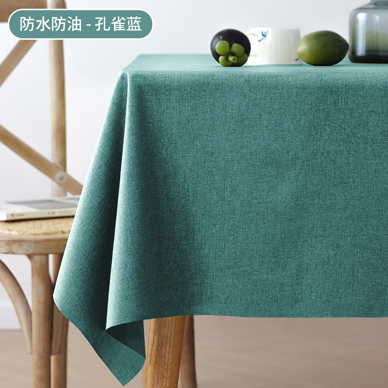 Tejido algodón lino impermeable a prueba de agua a prueba de aceite color sólido tela de mesa rectangular toalla de cubierta a prueba de polvo mesa de té doméstica tela de mesa al por mayor