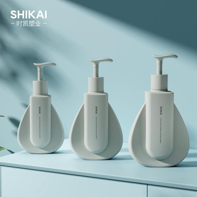 现货PE异形洗护瓶300/400/500ml扁型按压瓶沐浴露洗发水乳液瓶子|undefined
