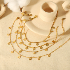 European and American cross-border jewelry, simple and fashionable design, 18K gold stainless steel round flower anklet, high-end jewelry for women