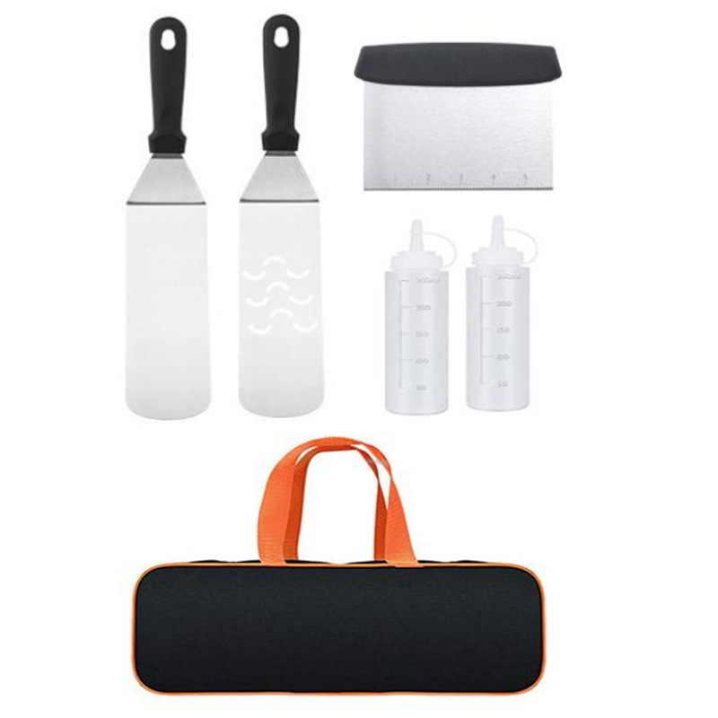 En stock herramienta de barbacoa de acero inoxidable traje de cocina pala de barbacoa teppanyaki herramienta BARBACOA combinación herramienta de barbacoa
