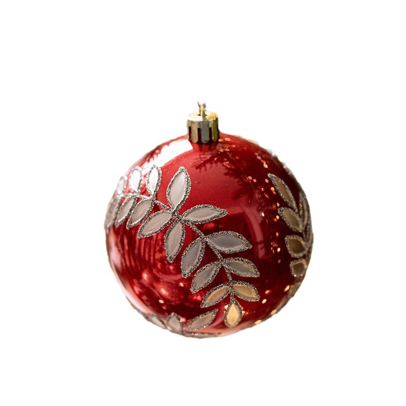 クロスボーダー新品8cm箱入りクリスマスボール彩色ボール吊りボールクリスマスツリー装飾ストラップ手作り珠光柳葉ボール|undefined