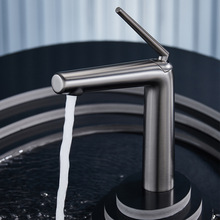 源头厂家批发冷热水全铜洗脸盆纽珀起跑器奶白枪灰拉丝金面盆龙头