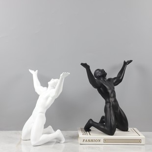 Nordic Creative Abstract Resin Prayer Figure Art Sculpture Ornaments Entrance Study TV Cabinet Home Accessories
