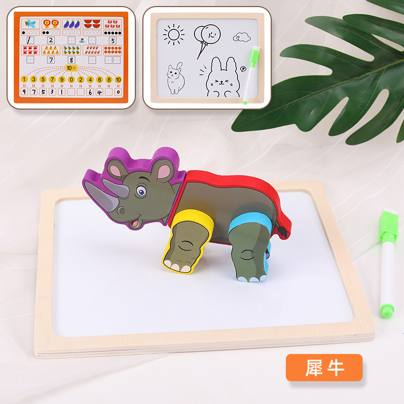 Tablero de dibujo de animales magnéticos 3D y rinoceronte MGZ