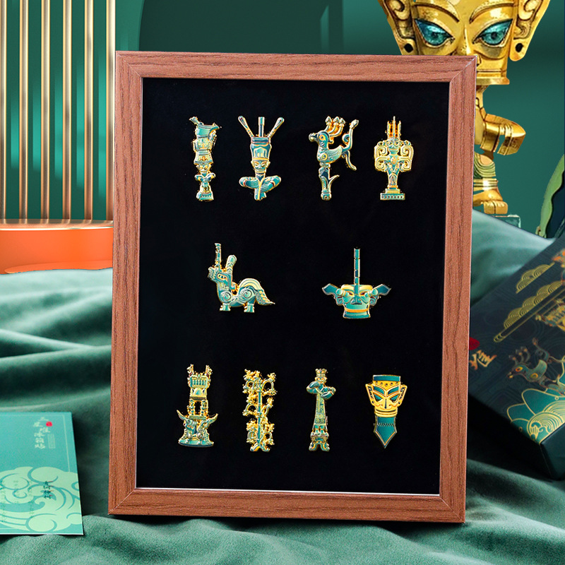 文创三星堆胸针创意金属徽章景点旅游纪念品地标古典立体针抠徽章