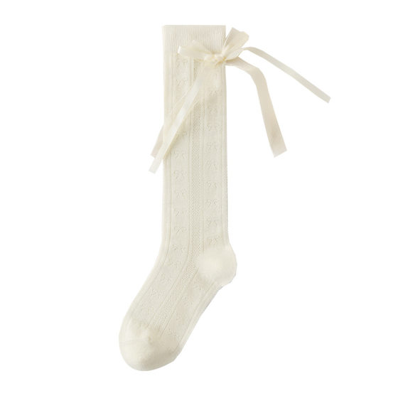 Girls' Stockings Spring and Summer Thin Mesh Calf Socks JK Lolita Big Baby Bow Princess Socks