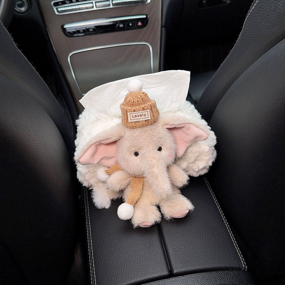 Cartoon Elephant Car Creative Seat Back Tissue Holder Car Tissue Box In-Car Armrest Box Multifunctional Tissue Box