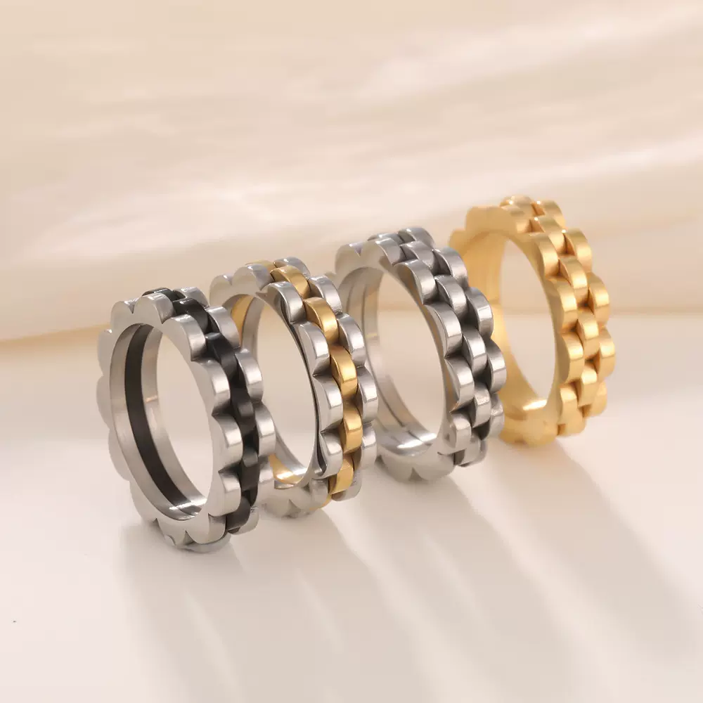 欧美小众齿轮钛钢戒指男潮男嘻哈简约风个性时尚不锈钢指环