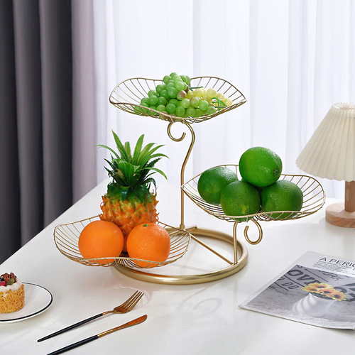 Nordic iron fruit basket creative fruit plate three-story living room tea room with candy dried fruit plate dessert shop decorations