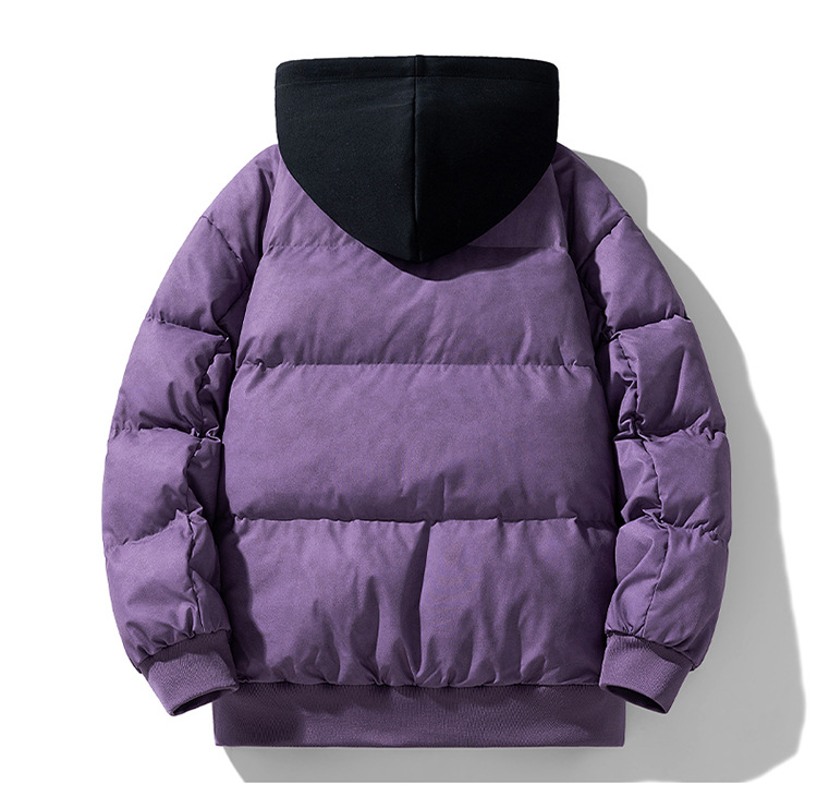 Giacca invernale da uomo in cotone con cappuccio - Cappotto spesso e caldo, design bicolore alla moda, opzioni nero/grigio/viola_voghion.com