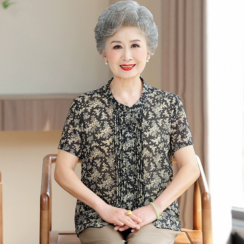 Женщины среднего и пожилого возраста летняя бабушка рубашка с короткими рукавами