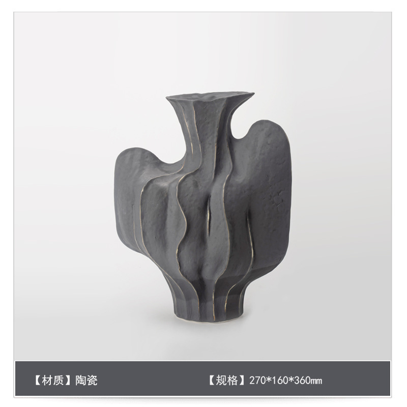 中世スタイルのセラミックフラワー花瓶装飾アートB&Bモデルルームゲストテーブルハイエンドフラワーアレンジメント装飾|undefined