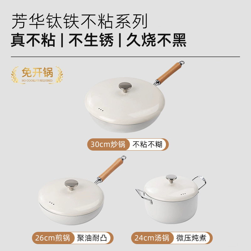 Nuevo tipo de serie de ollas aromáticas para el hogar antiadherente olla de frita de dos orejas 0 olla de frita recubierta de flúor mini olla de leche