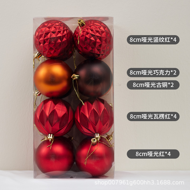 Colgante de Navidad transfronteriza 6 / 8cm bola chapada mate Navidad champaña decoración roja dorada colgante de Navidad