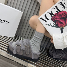 羊羔毛真皮厚底松糕小个子6cm增高毛毛鞋拖鞋外穿百搭勃肯鞋女鞋