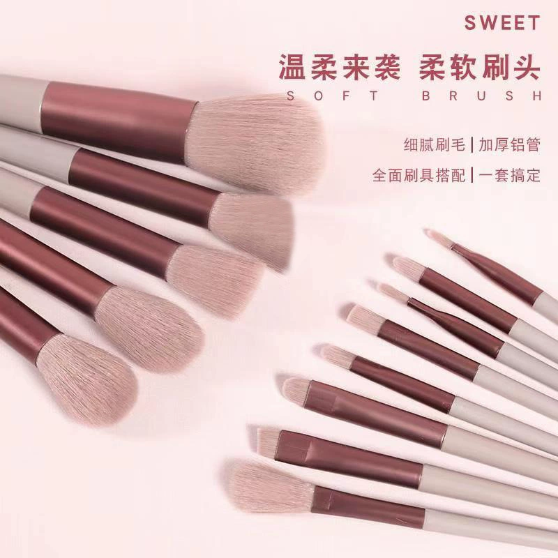 Brush, face blush, soft foundation, 13 pieces, full set
