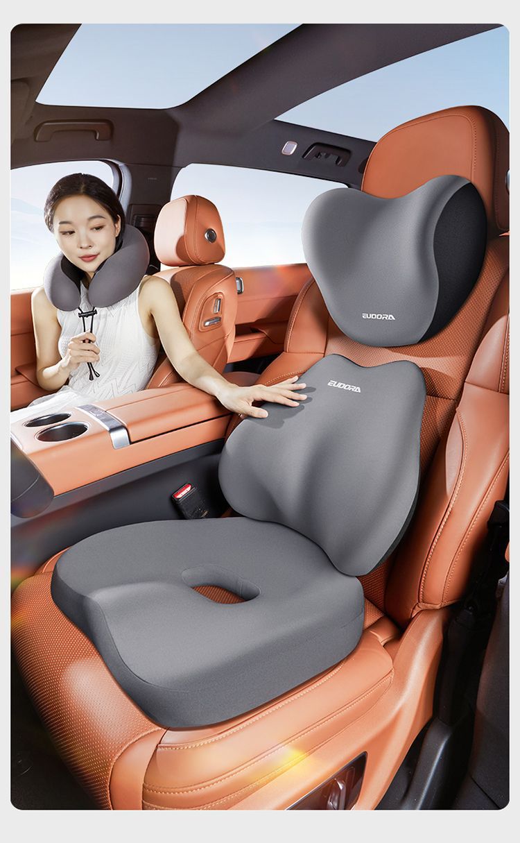 Car Headrest and Lumbar Support, Memory Foam Lumbar Support Seat, Office Sedentary Artifact, Car Neck Support Pillow Cover