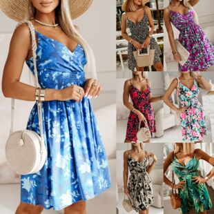 ���uͨ���R�d�W��2025�ļ��¿�Ůʽ�����黨����ȹ����ӡ���B��ȹ
