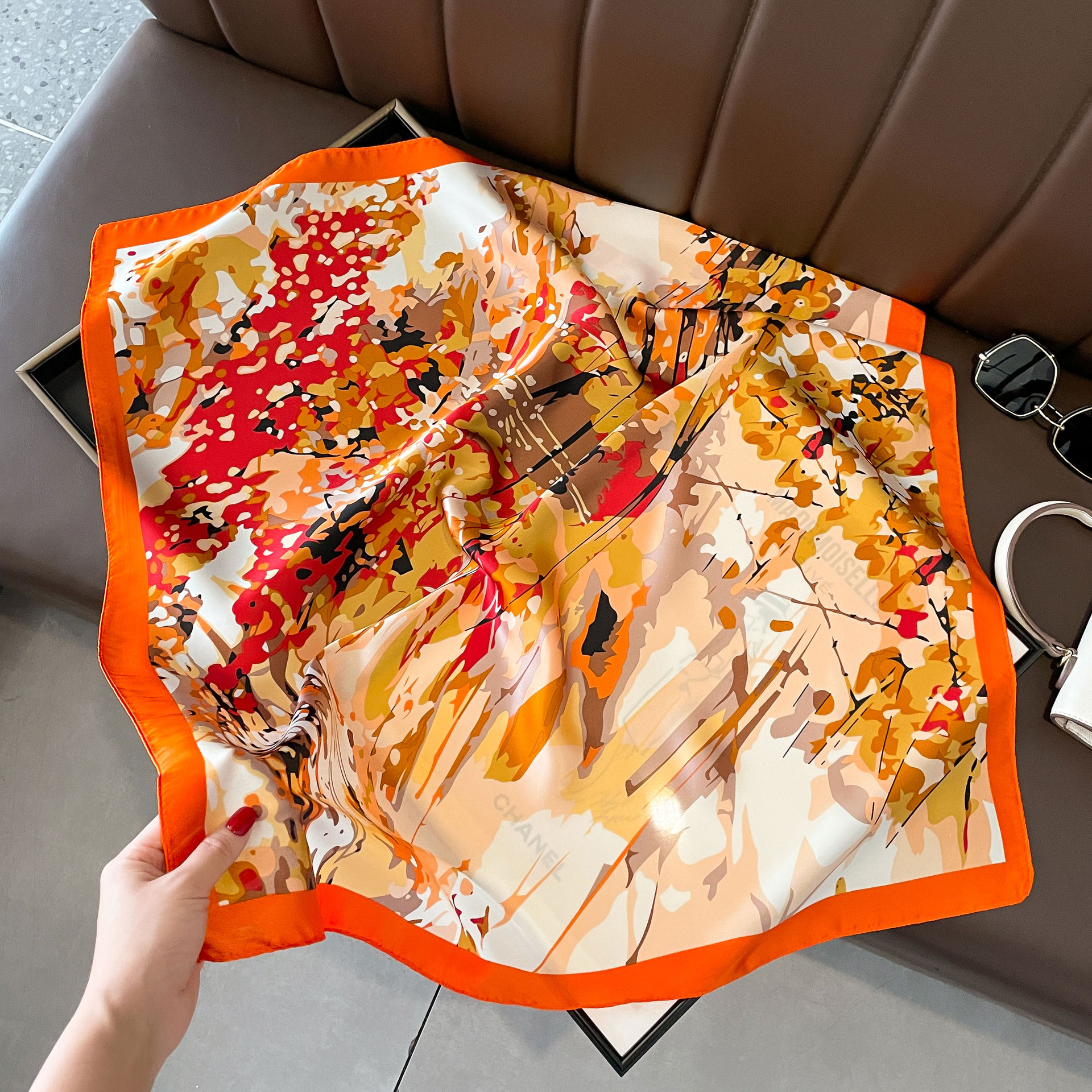 62g Weight Silk Scarf Classification Holiday, Daily Occasion Polyester Material Flower Pattern Spring&Summer Season Women's Gender Elegant, Korean Style Style Women's Elegant Korean Style Flower Polyester Silk Scarf 9