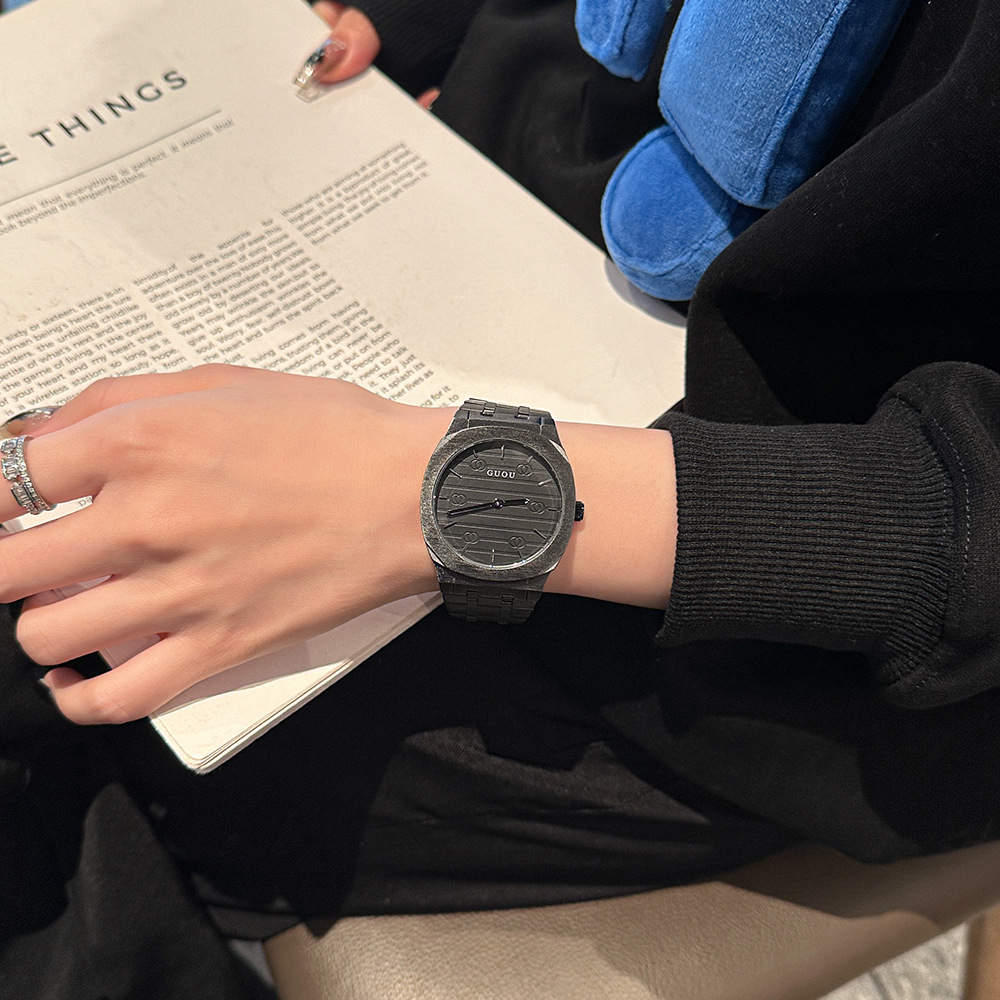 Guou 2025 New Style Steel Band Watch Simple All-match High-end Sense Watch Light Luxury Concise Men's and Women's Couple's Watch