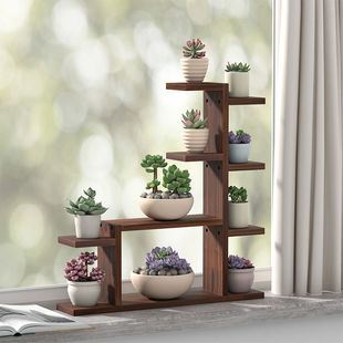 Solid Wood Bay Window Sill Succulent Flower Stand Multi-Layer Indoor Living Room Desktop Small Flower Stand Balcony Flower Pot Stand Zhao